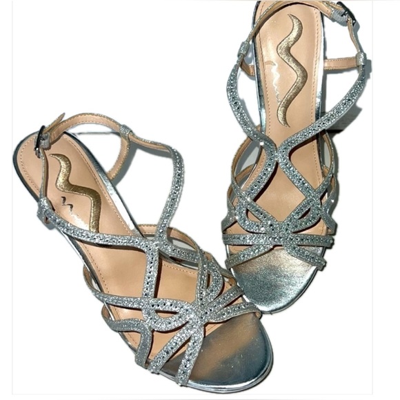 Nina Shoes - Silver Nina Rhinestone Sandals Size 7.5
